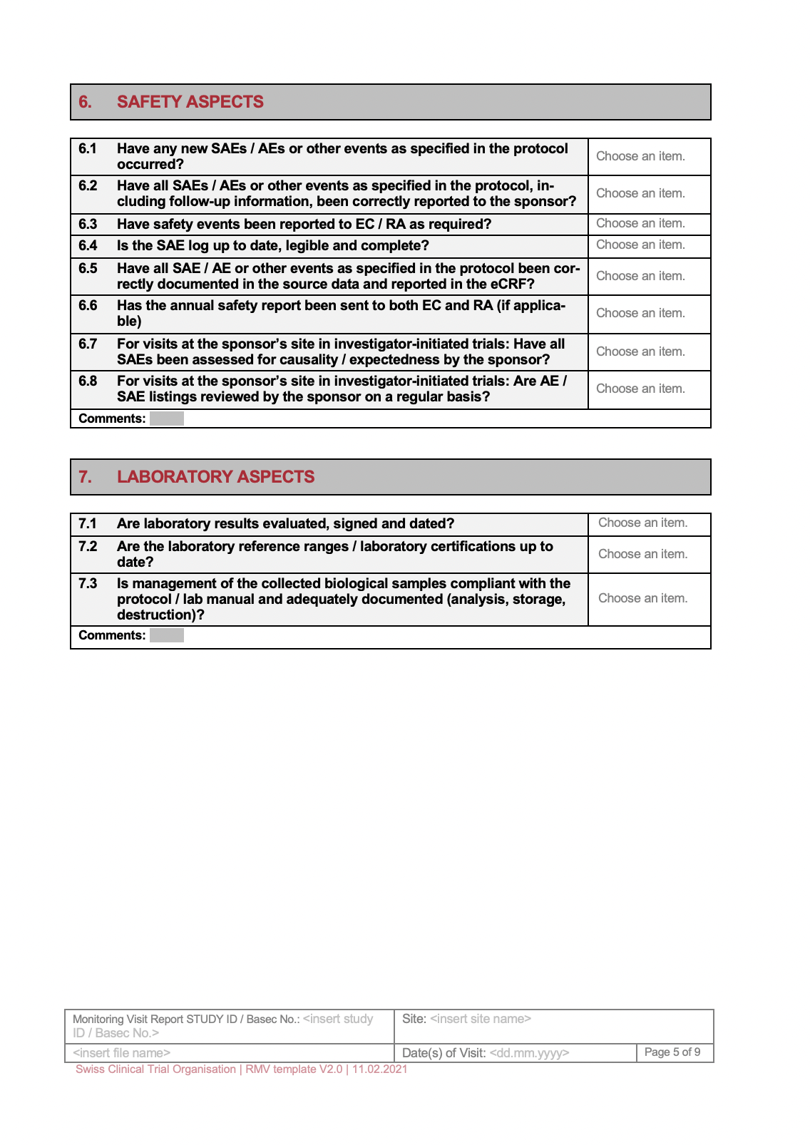 monitoring visit report